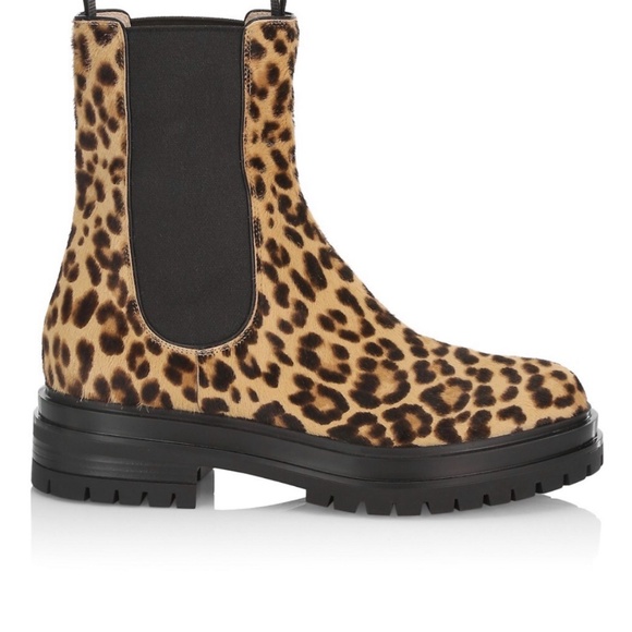 Gianvito Rossi Pony calf hair Leopard Print Suede Chelsea Ankle Boots EU 42 - Picture 3 of 4